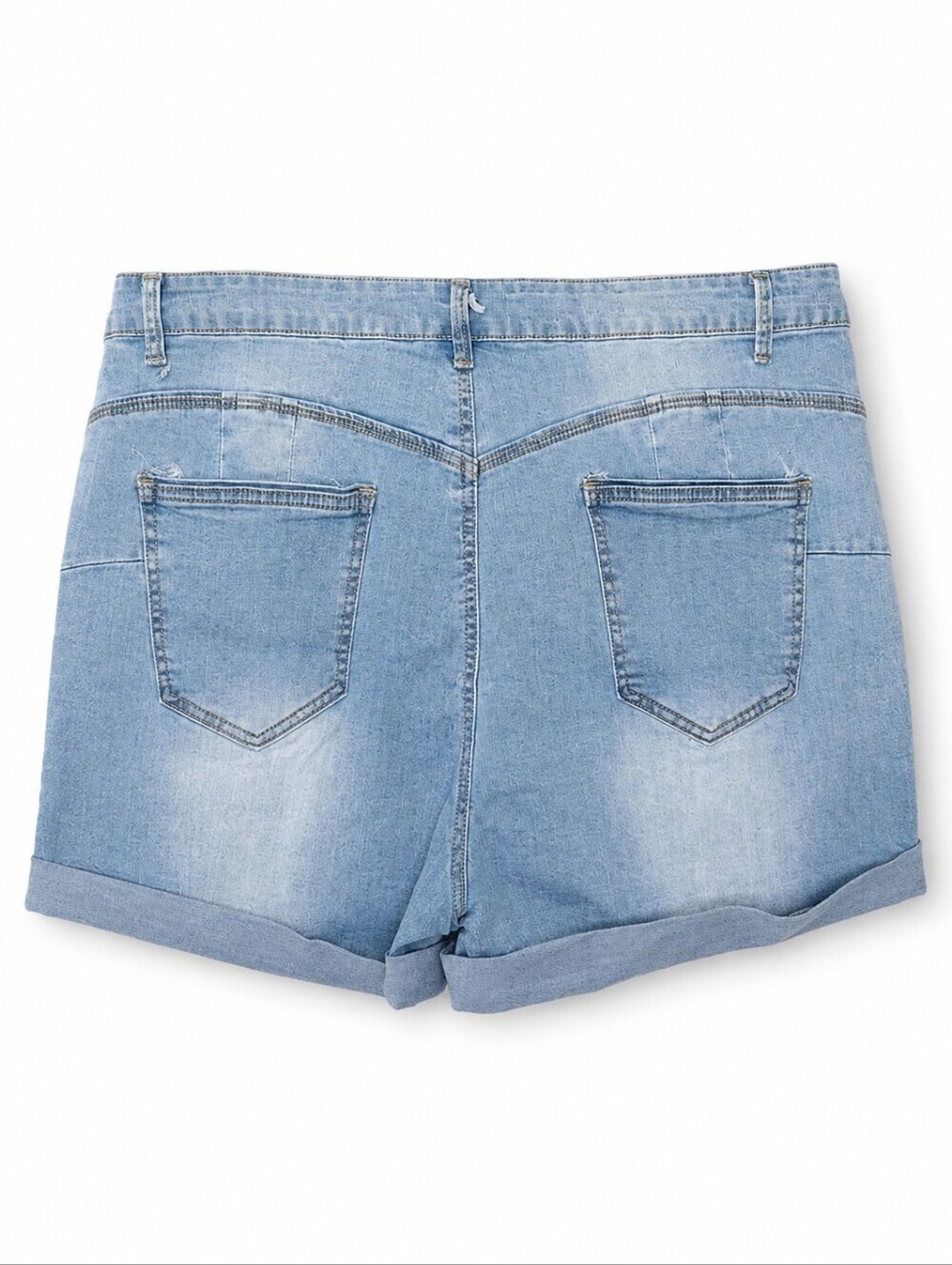 Wax Jean Plus Size Push-Up Distressed Cuffed Denim Shorts Light Wash 3XL - Picture 5 of 9
